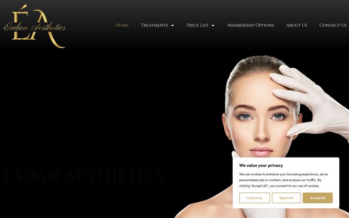 Screenshot of eadanaesthetics.com
