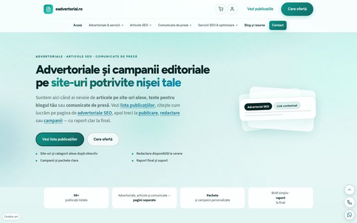 Screenshot of eadvertorial.ro