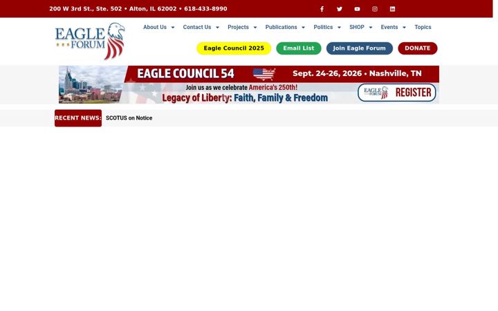 Screenshot stránky eagleforum.org