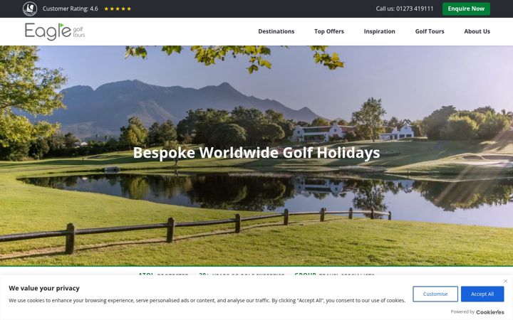 Screenshot of eaglegolftours.com