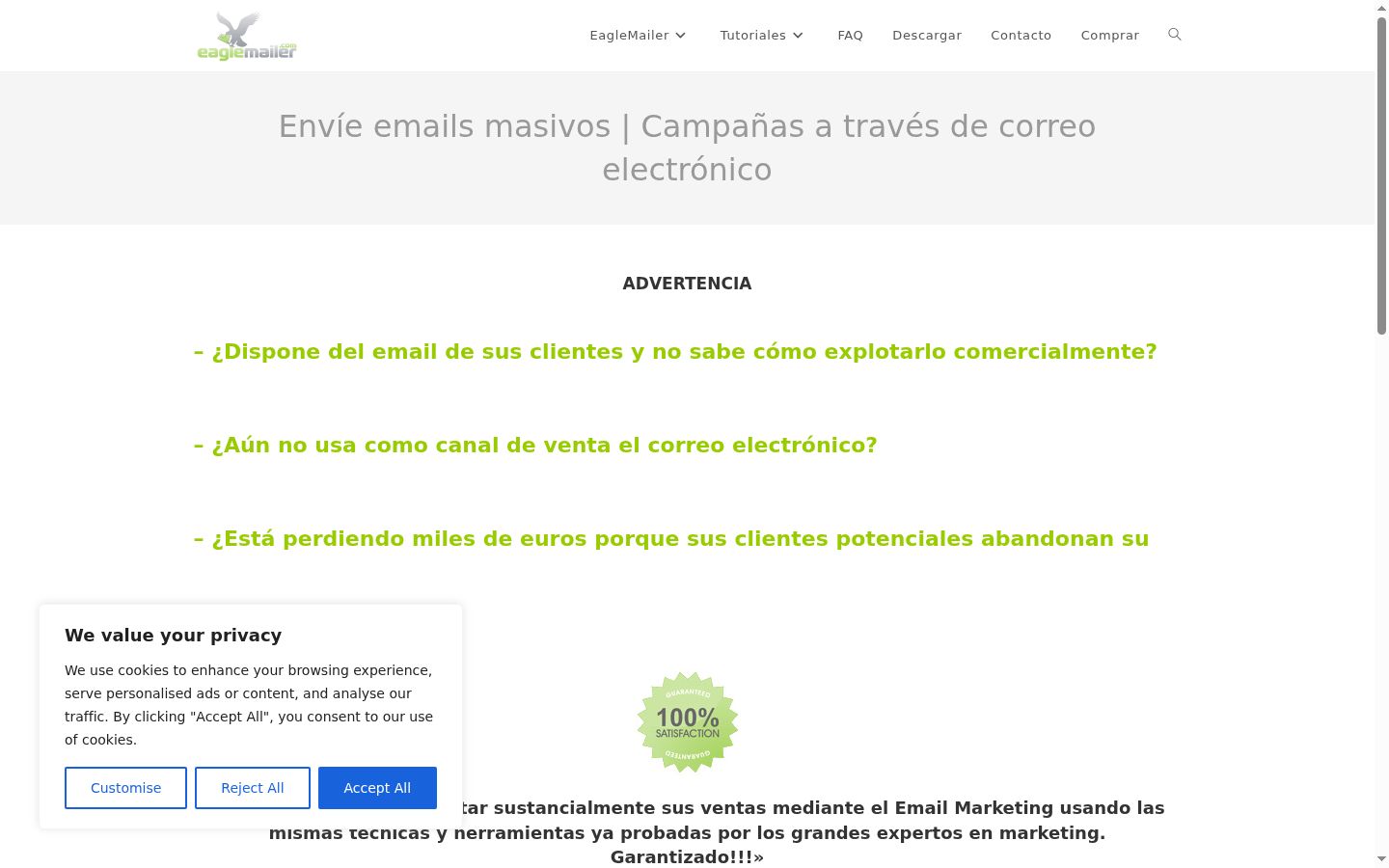 Screenshot of the consent banner shown before any interaction