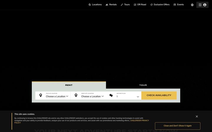 Screenshot of eaglerider.com