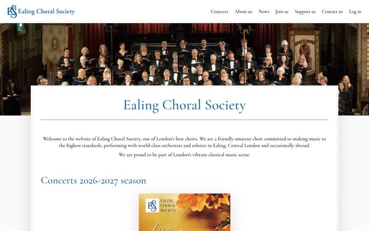 Screenshot of ealingchoralsociety.org.uk
