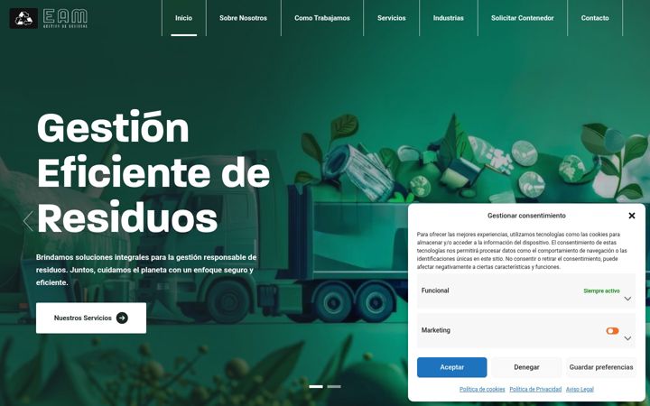 Captura de pantalla de eamgestionderesiduos.es