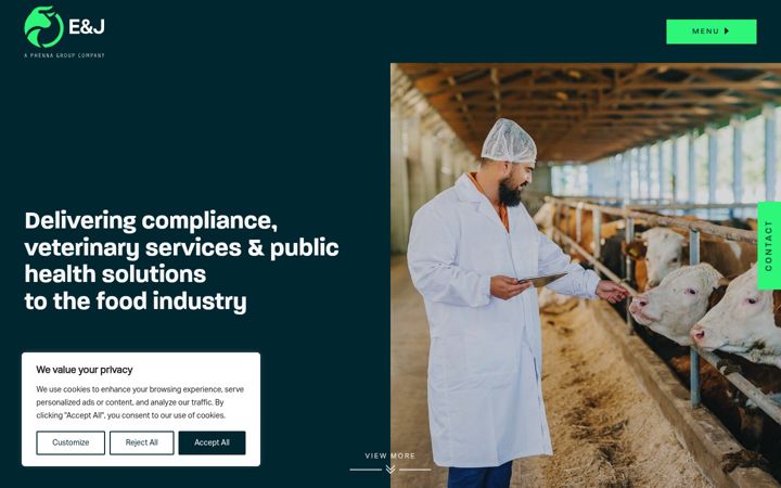 Screenshot van eandj.co.uk
