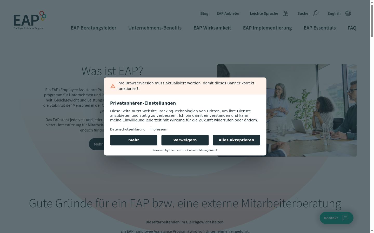 Screenshot tal-banner tal-kunsens muri qabel kwalunkwe interazzjoni