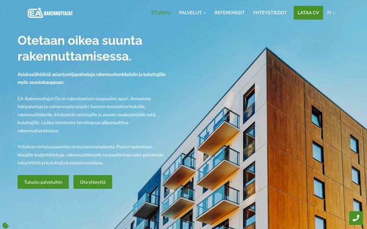 Screenshot di earakennuttajat.fi