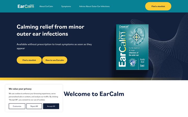 Screenshot van earcalm.co.uk