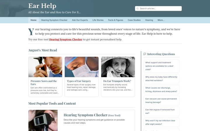Capture d'écran de earhelp.co.uk