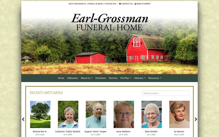 Screenshot of earlgrossmanfuneral.com