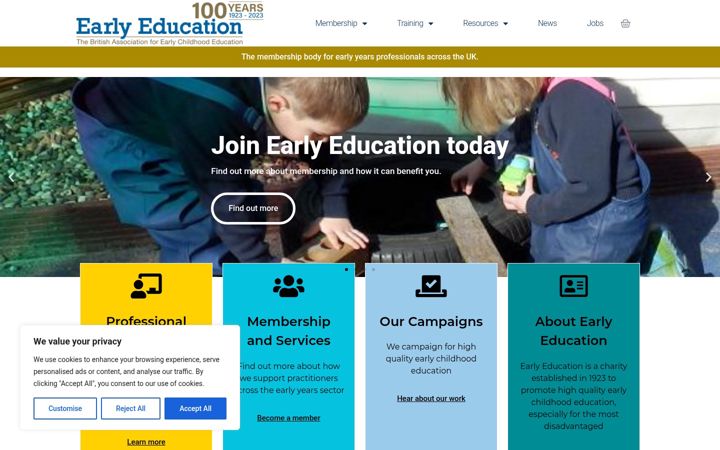 Capture d'écran de early-education.org.uk