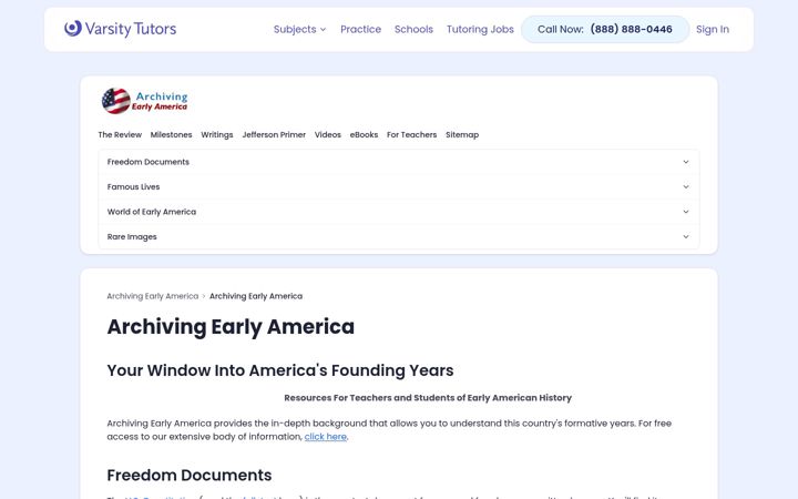 Screenshot του earlyamerica.com