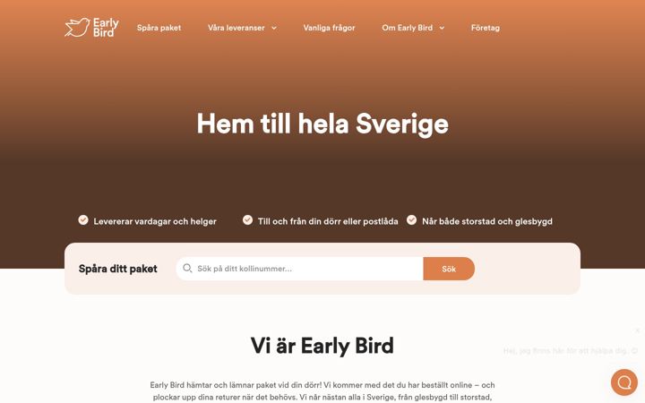 Ekraanipilt saidist earlybird.se