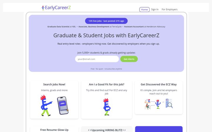 Screenshot of earlycareerz.com.au