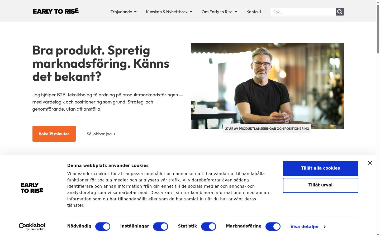 Screenshot des Einwilligungsbanners vor jeglicher Interaktion