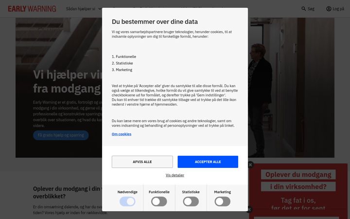 Ekraanipilt saidist earlywarning.dk