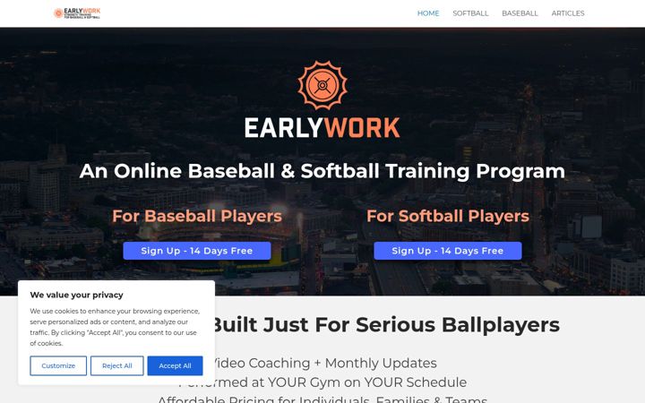 Screenshot of earlyworktraining.com