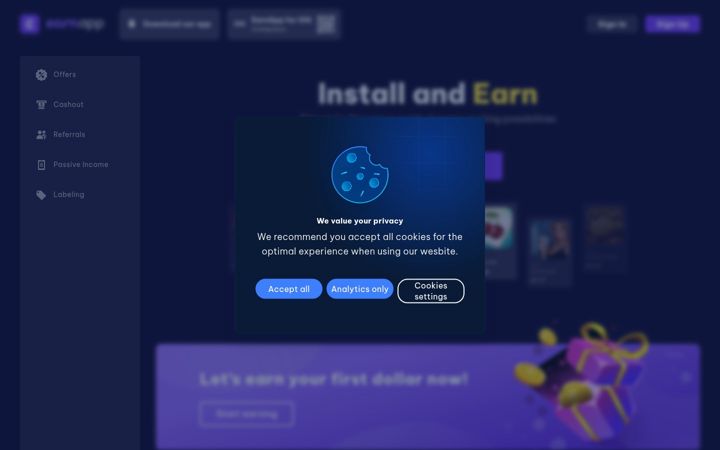 Screenshot di earnapp.com