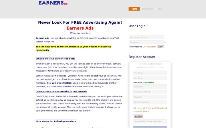 Screenshot of earnersads.com