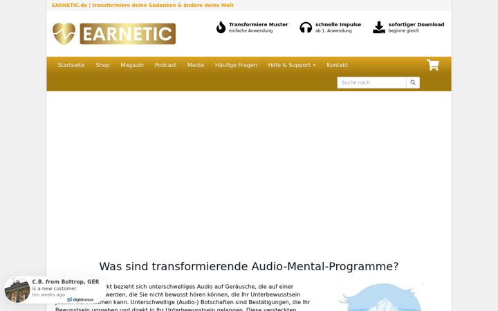 Screenshot of earnetic.de