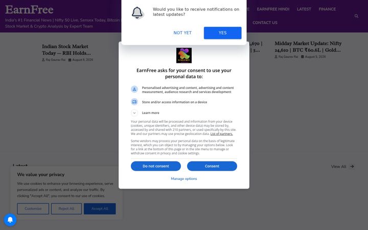Screenshot of earnfree.in