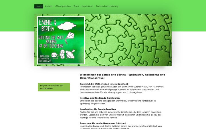 Screenshot of earnieundbertha.de