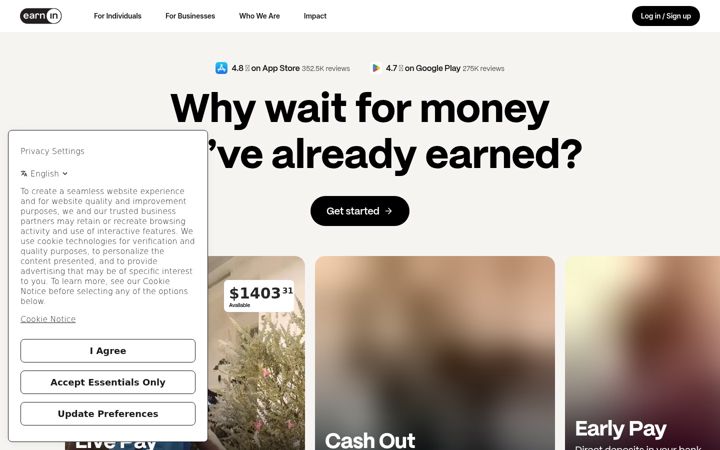 Screenshot ta' earnin.com