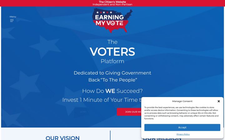 Screenshot von earningmyvote.org