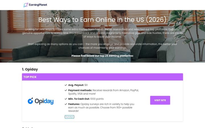 Screenshot of earningplanet.com