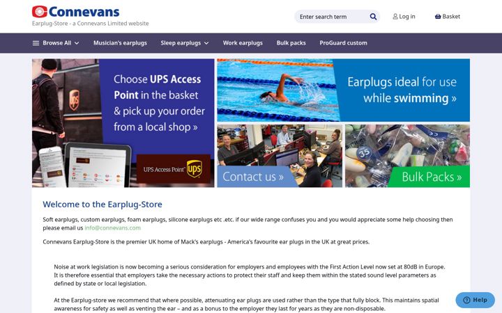 Capture d'écran de earplug-store.co.uk