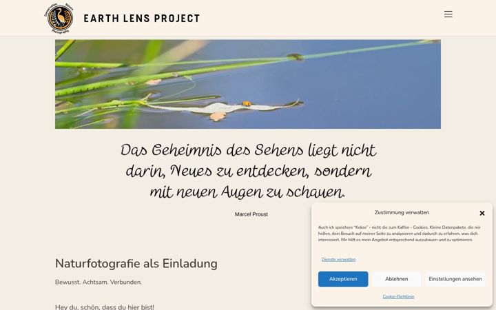 Screenshot von earth-lens-project.info