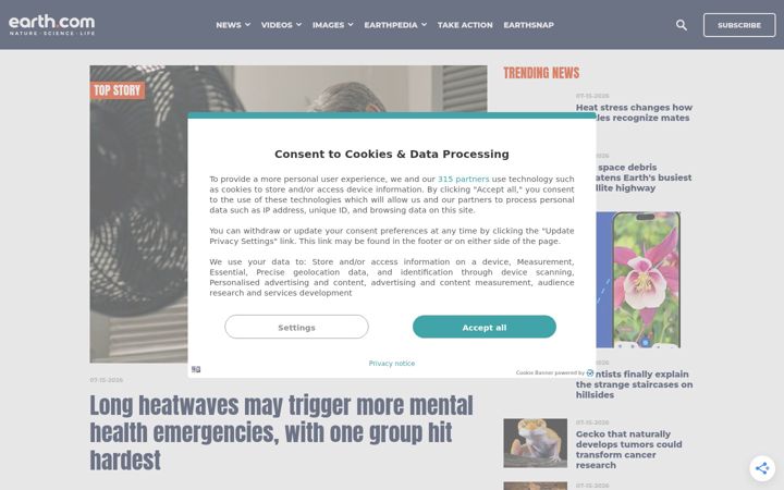 Screenshot ta' earth.com