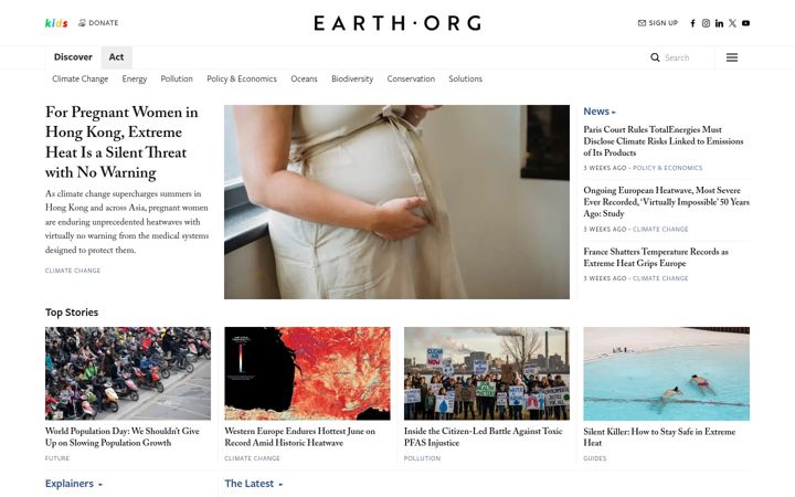 Screenshot di earth.org