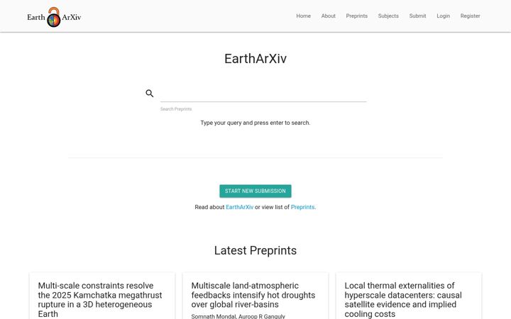 Screenshot of eartharxiv.org