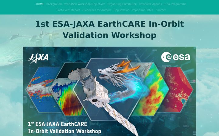 Captură de ecran a earthcare-validation-2025-1.org