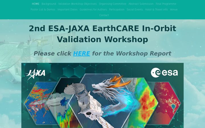 Captură de ecran a earthcare-validation-2025-2.org