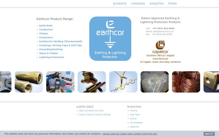 Ekrānuzņēmums no earthcor.co.za