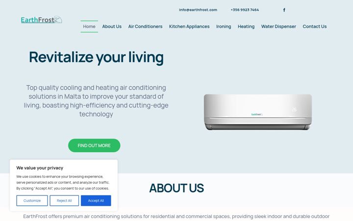 Screenshot of earthfrost.com