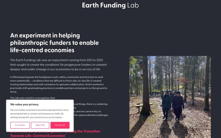 Screenshot of earthfundinglab.org