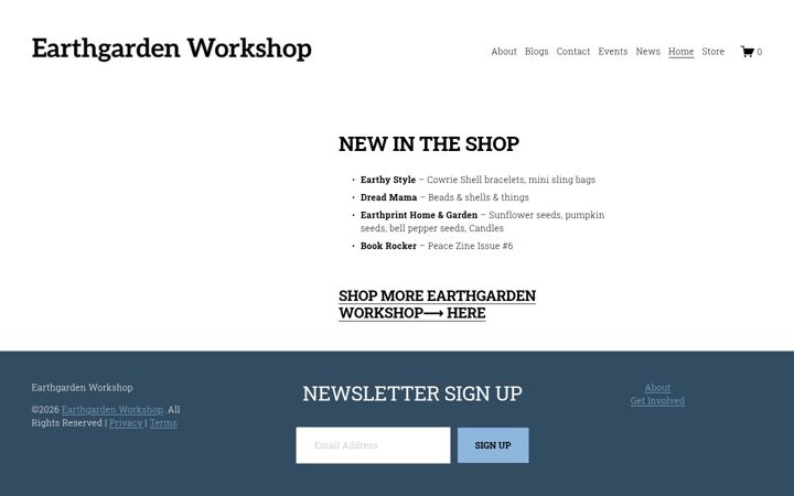 Screenshot of earthgardenworkshop.com