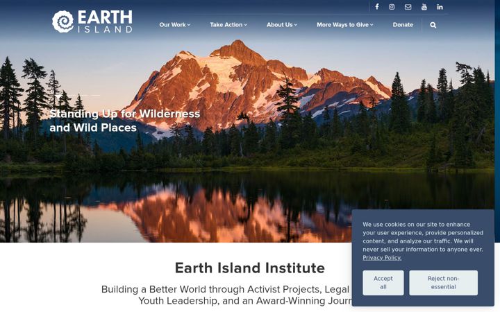Captură de ecran a earthisland.org