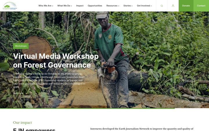 Screenshot of earthjournalism.net