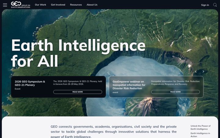 Screenshot of earthobservations.org