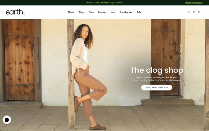 Zrzut ekranu earthshoes.ca