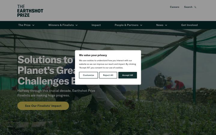Screenshot of earthshotprize.org