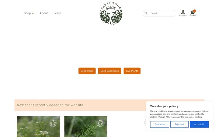Screenshot ta' earthsongseeds.co.uk