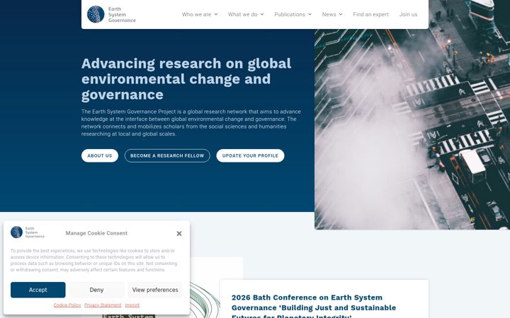 Screenshot of earthsystemgovernance.org