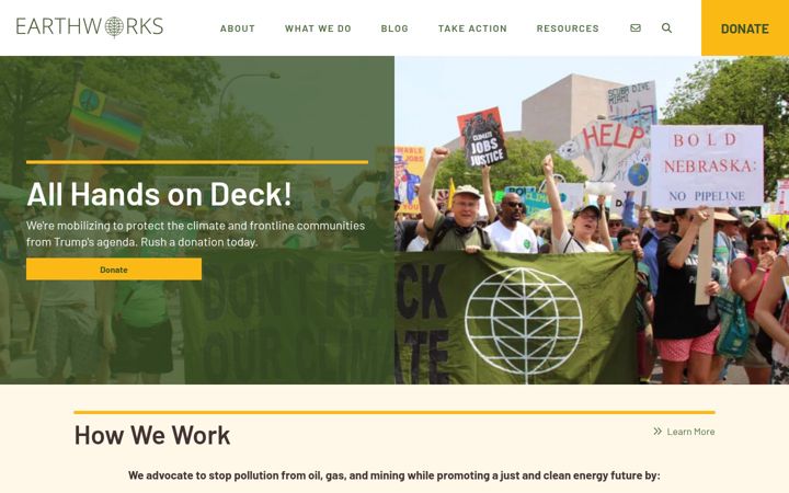 Screenshot von earthworks.org