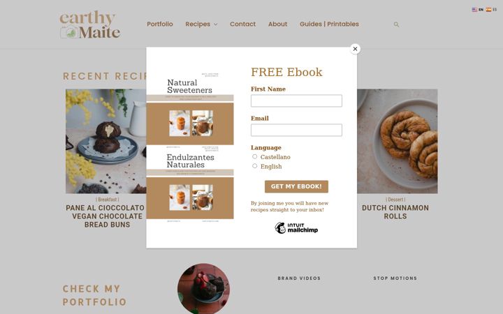 Ekrānuzņēmums no earthymaite.com