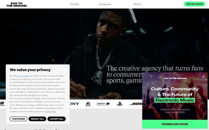 Screenshot of eartotheground.agency